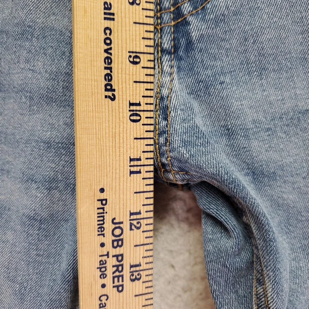 Levis 505 Regular Fit Straight Leg Light Wash Blue Stretch Jeans 33x32